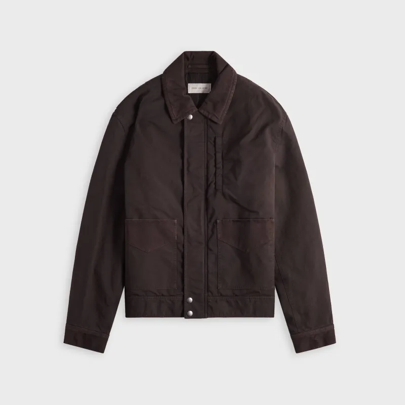 Dries Van Noten Overdyed Double Weave Compact Cotton Jacket - Brown sold by Kith