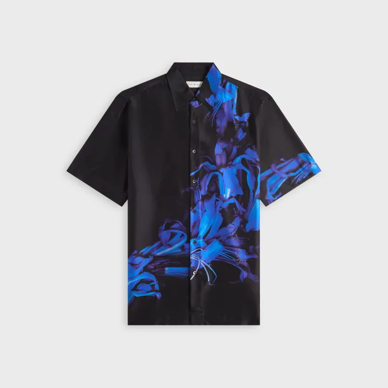 Dries Van Noten Nerine Placed Print Silk Habotai Shirt - Black sold by Kith