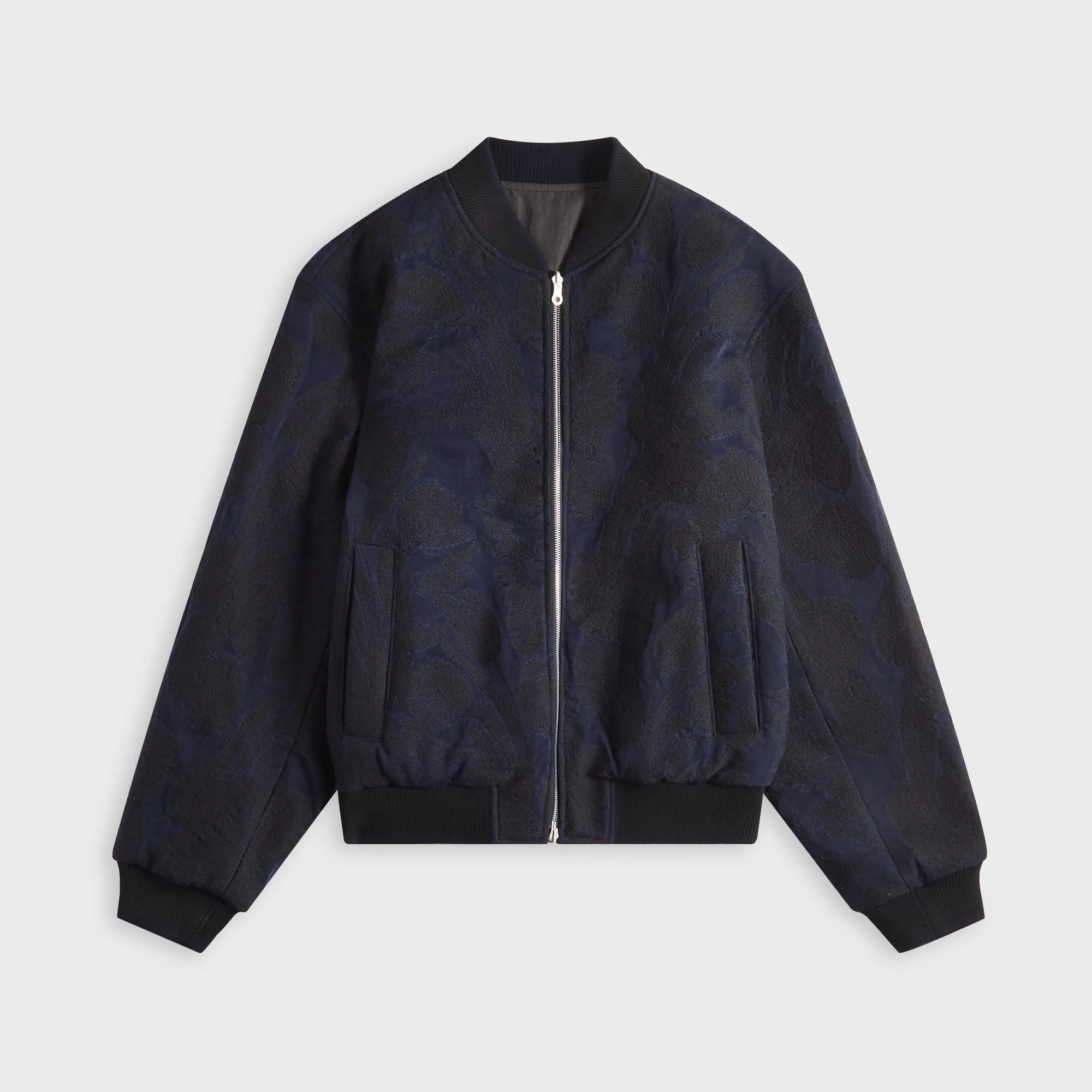Dries Van Noten Frayed Edge Jacquard Wool Jacket - Navy sold by Kith