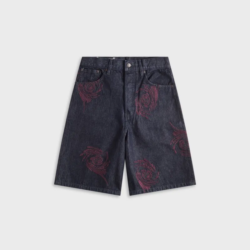 Dries Van Noten Embroidered Denim Bermuda Shorts - Indigo sold by Kith