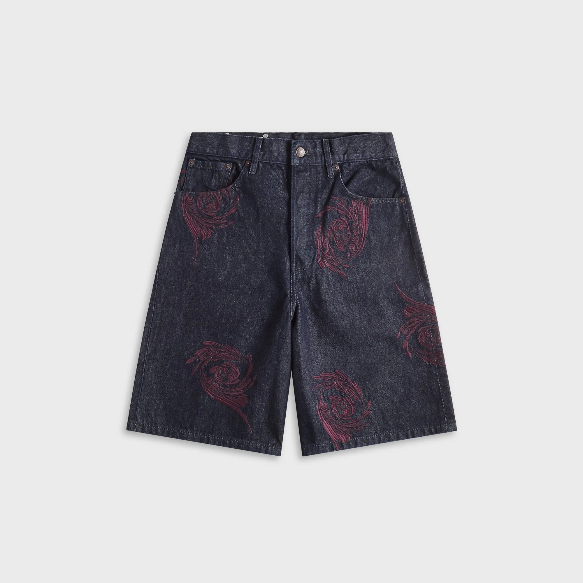 Dries Van Noten Embroidered Denim Bermuda Shorts - Indigo sold by Kith