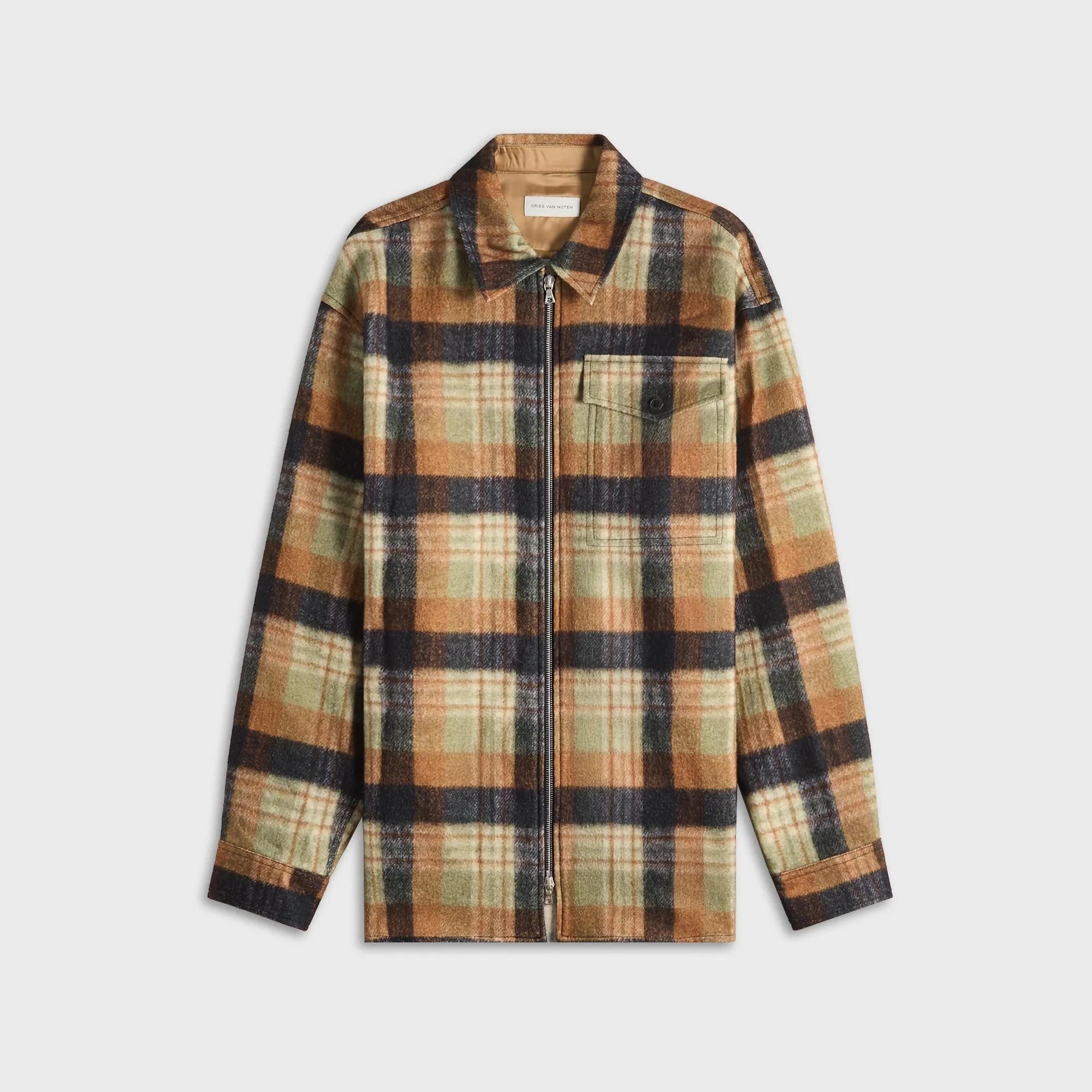 Dries Van Noten Check Print Wool Shirt - Ocra sold by Kith