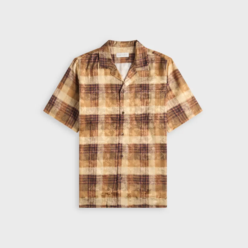 Dries Van Noten Check Print Viscose Jacquard Shirt - Tan sold by Kith