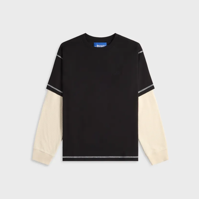Awake NY Waffle Long Sleeve Shirt - Black sold by Kith