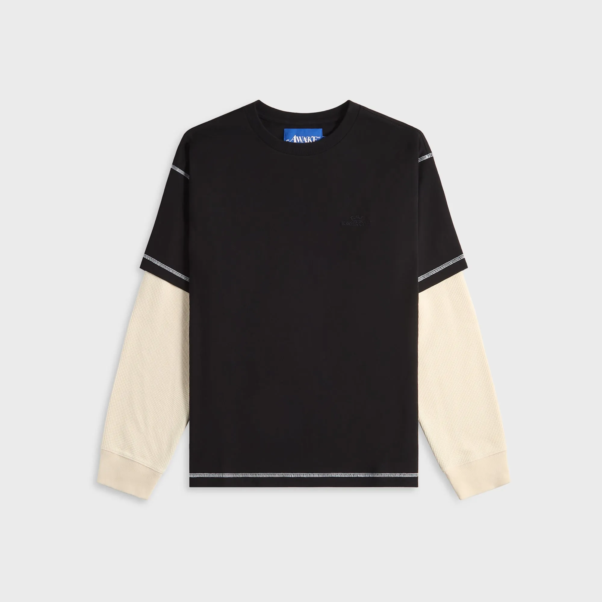 Awake NY Waffle Long Sleeve Shirt - Black sold by Kith