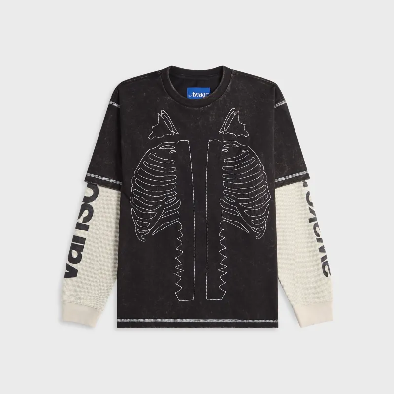 Awake NY Vanson Bones Waffle Tee - Black sold by Kith