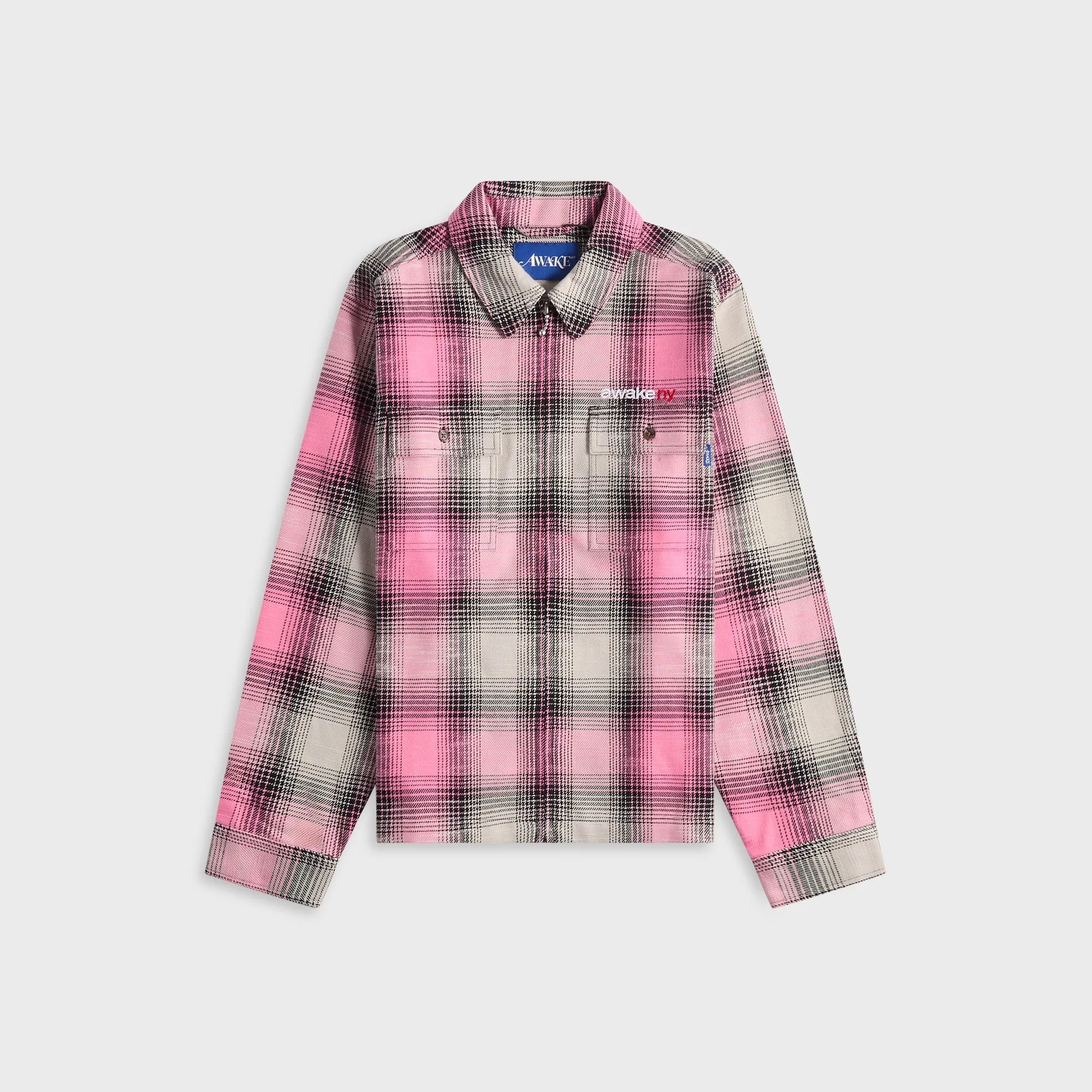 Awake NY Flannel Zip Shirt - Pink sold by Kith