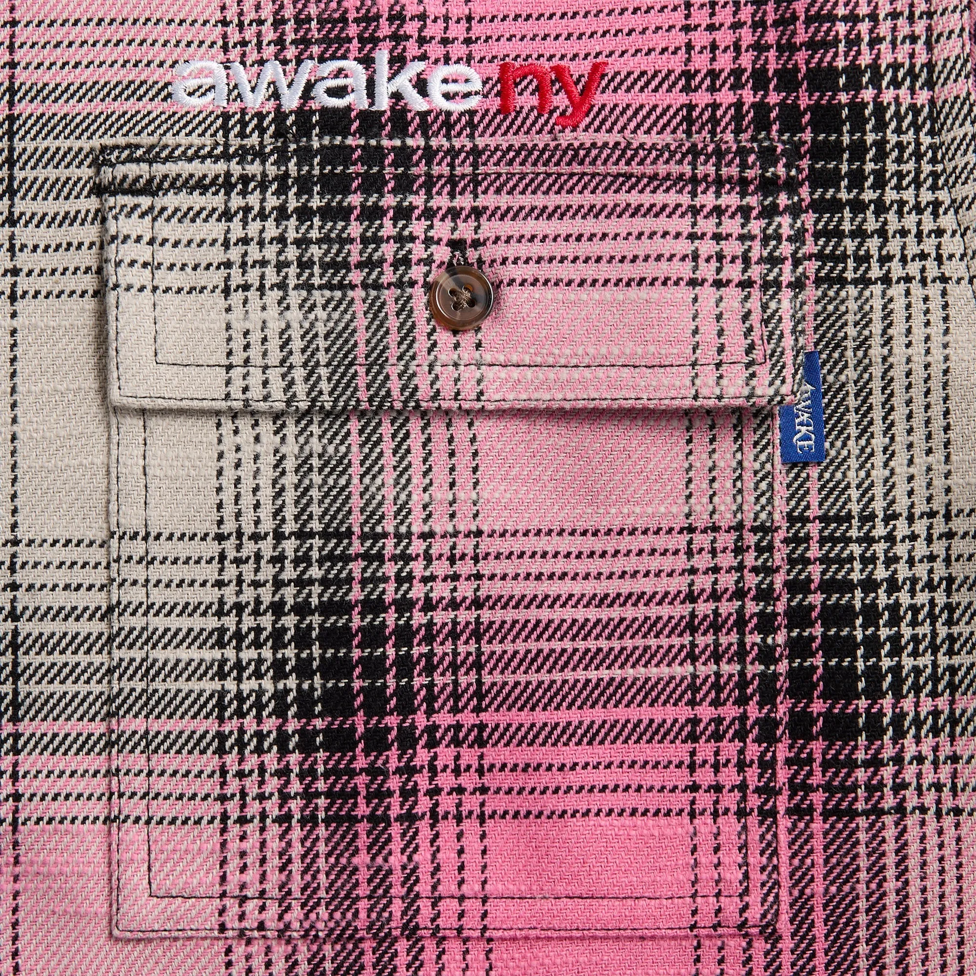 Awake NY Flannel Zip Shirt - Pink sold by Kith product image thumbnail 3