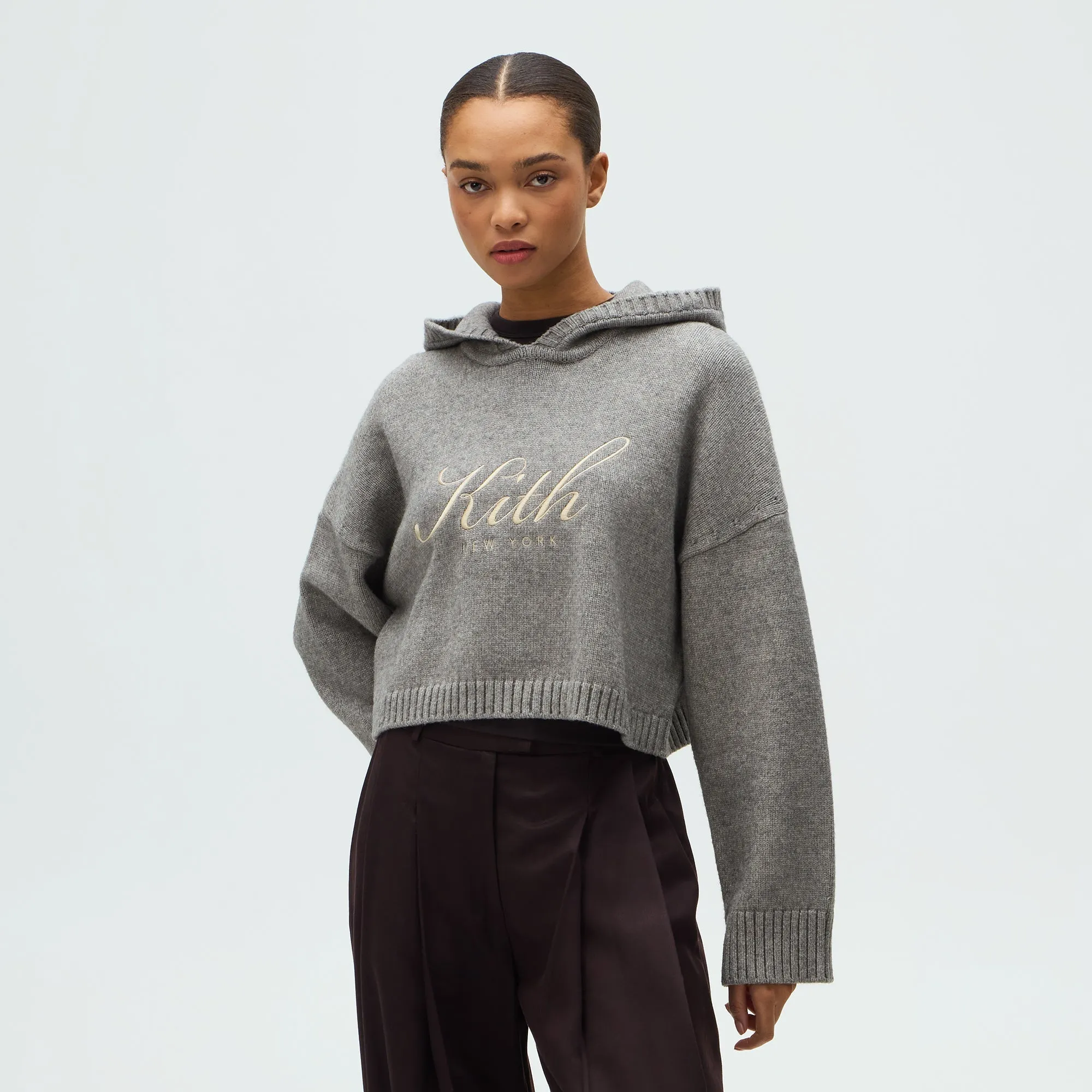 Kithmas Women Freja Cropped New York Hoodie - Graphite sold by Kith product image thumbnail 2