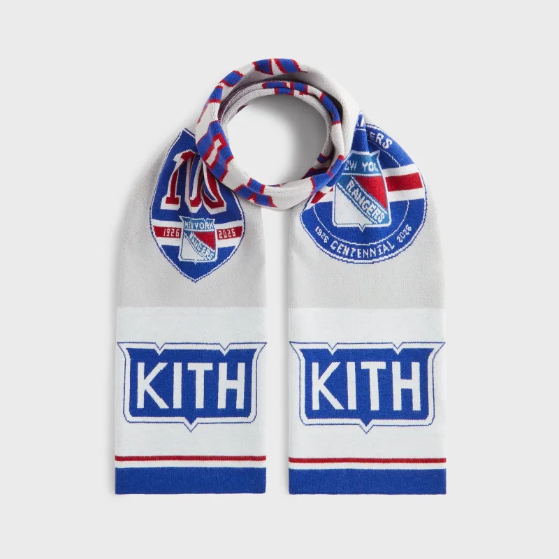 Kith for the New York Rangers Centennial Jacquard Knit Scarf - Light Heather Grey sold by Kith