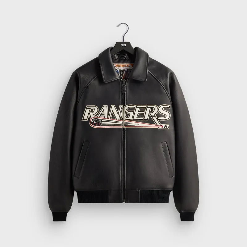Kith & AVIREX for the New York Rangers Bomber Jacket - Black sold by Kith