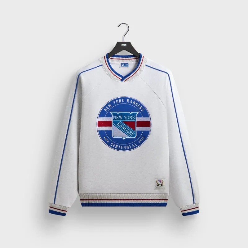 Kith for the New York Rangers Centennial Nelson Crewneck - Light Heather Grey sold by Kith