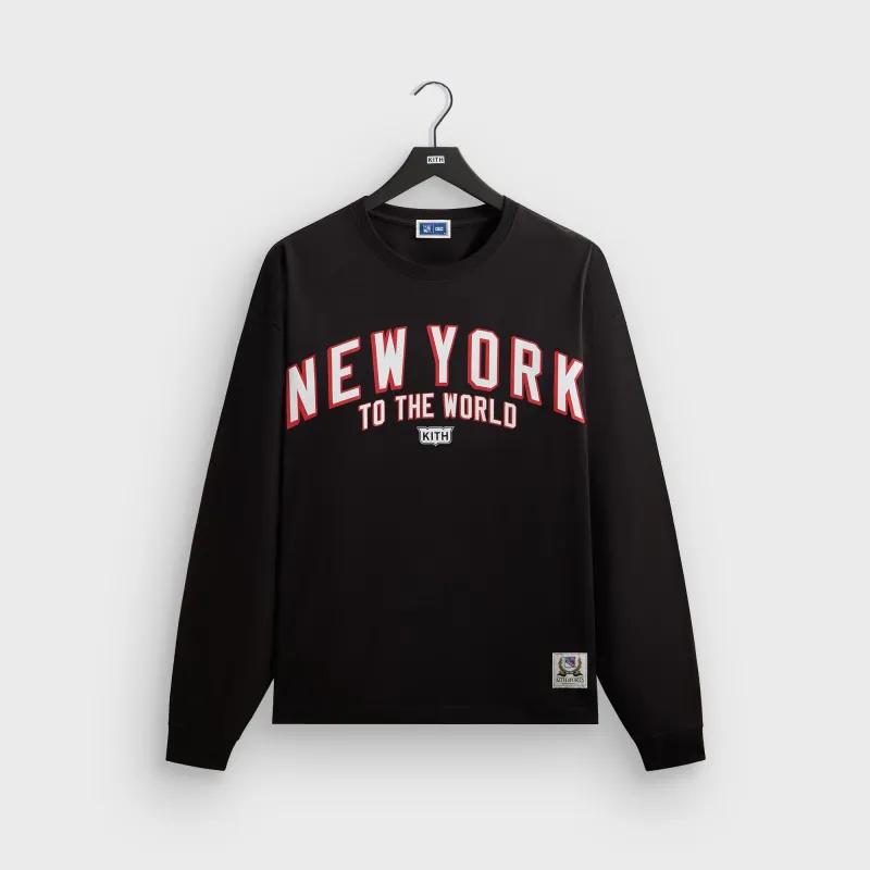 Kith for the New York Rangers New York Vintage Long Sleeve Quinn Tee - Black sold by Kith