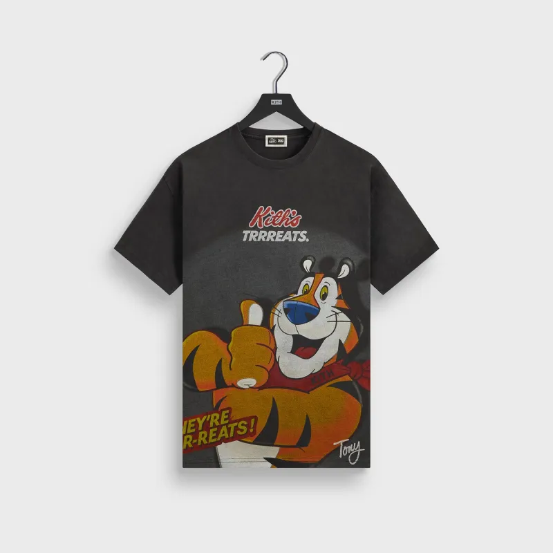 Kith Treats for Kellogg’s Frosted Flakes® Cereal & Tony the Tiger® Cereal Box Vintage Tee - Black sold by Kith