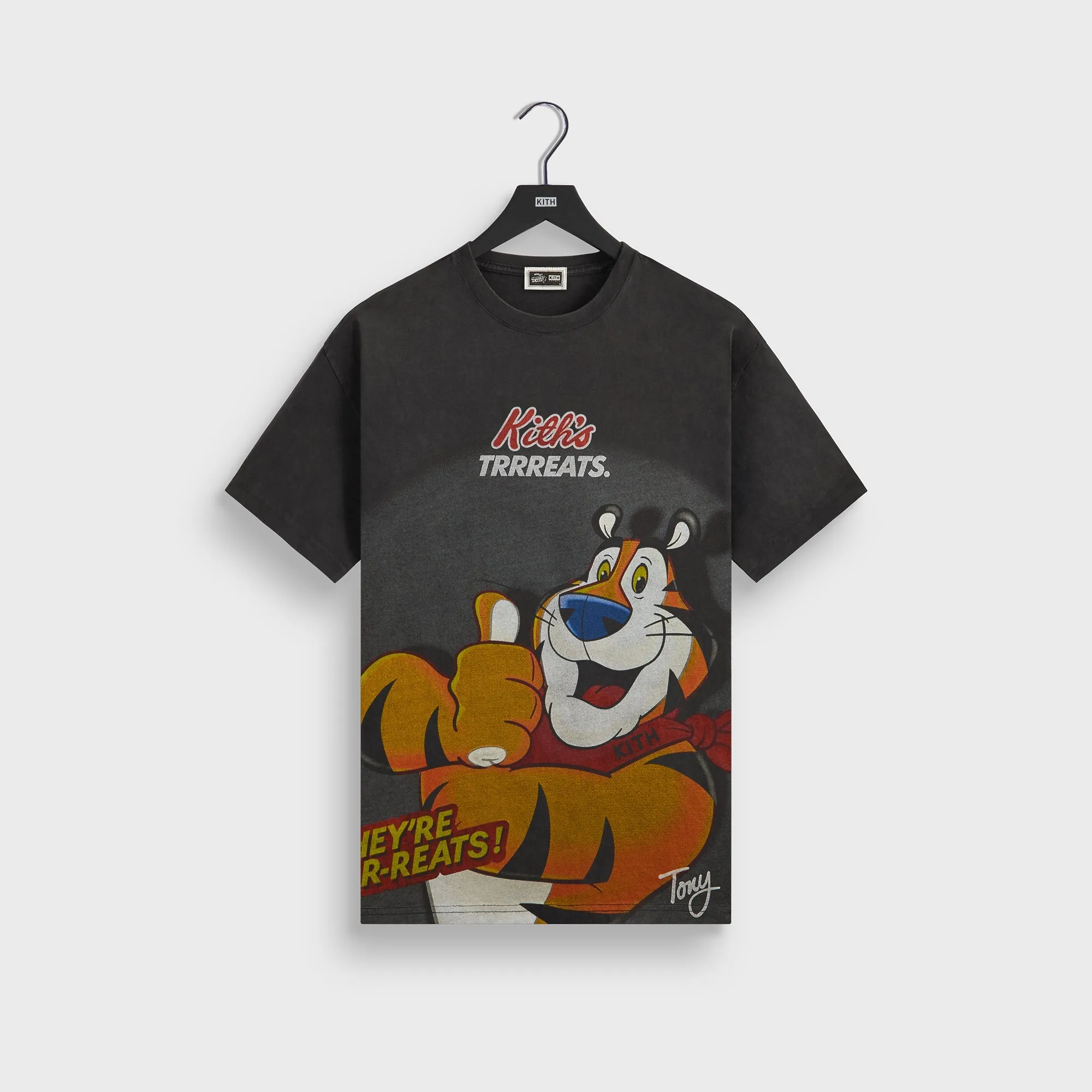 Kith Treats for Kellogg’s Frosted Flakes® Cereal & Tony the Tiger® Cereal Box Vintage Tee - Black sold by Kith