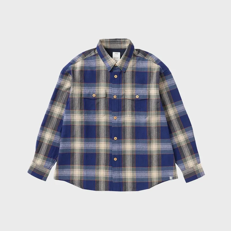 Visvim Lumber Check Long Sleeve Shirt - Blue sold by Kith