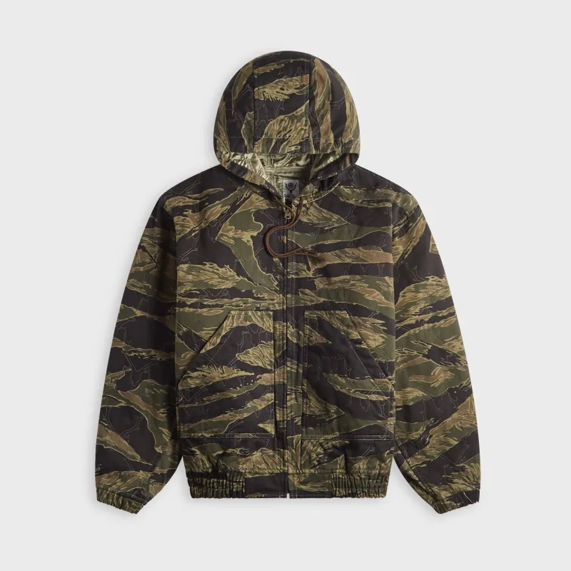 South2 West8 Zipped Work Hoody - Skull Quilting / Tiger Camo sold by Kith