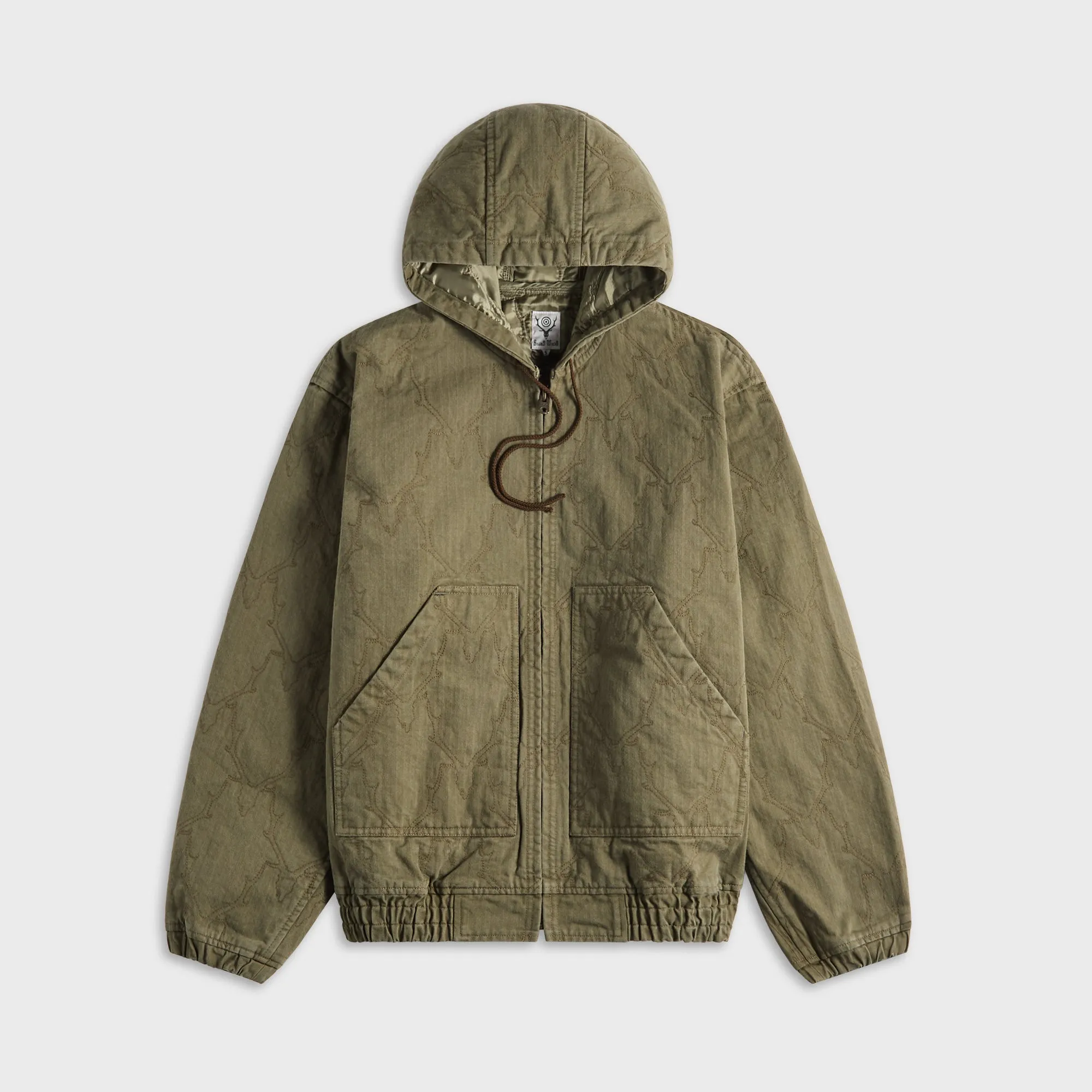 South2 West8 Zipped Work Hoody - Skull Quilting / Herringbone sold by Kith
