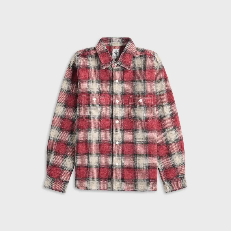 South2 West8 TC Jazz Nep Plaid Work Shirt - Red sold by Kith