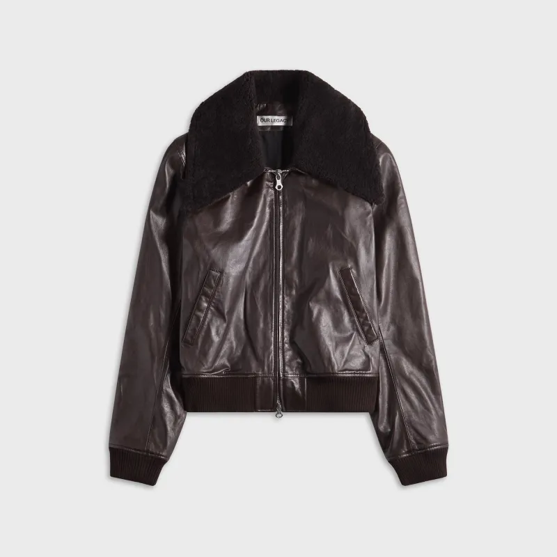 Our Legacy Pharos Bomber - Umber Brown Fluid Calfskin sold by Kith