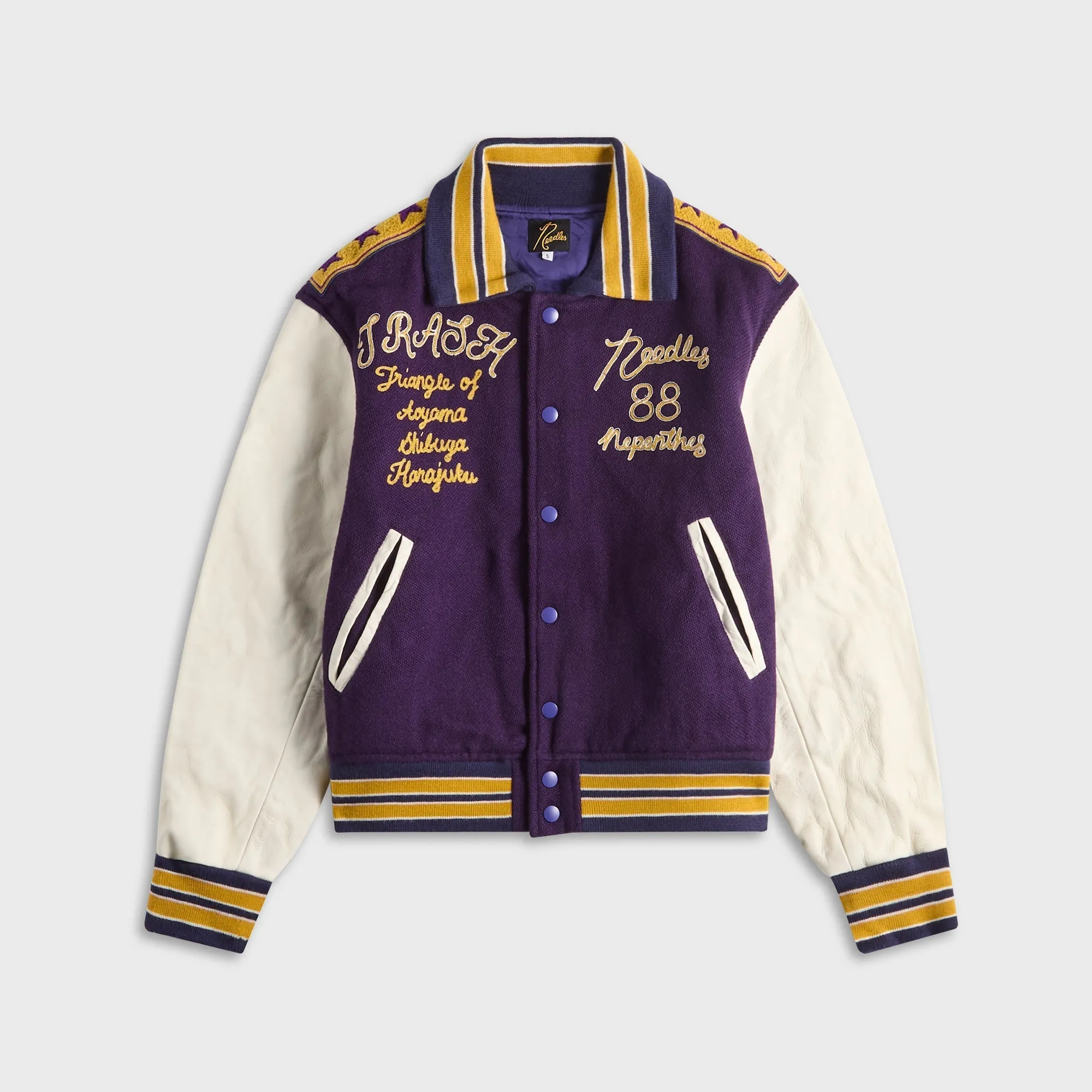 Needles Lettered Wool Melton Jacket - Purple sold by Kith