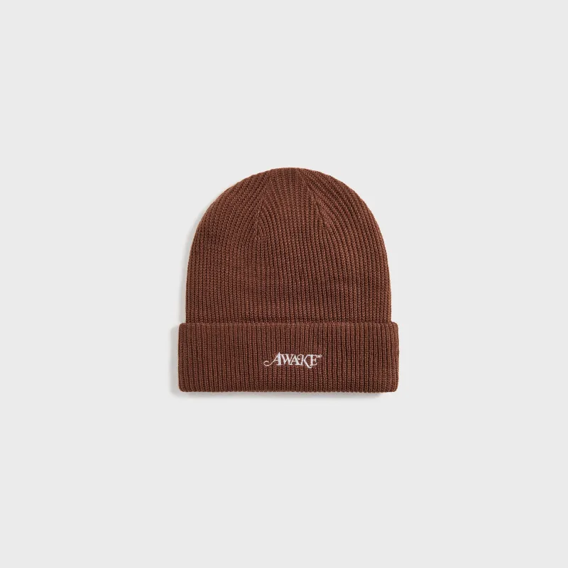 Awake NY Loose Gauge Knit Beanie - Brown sold by Kith