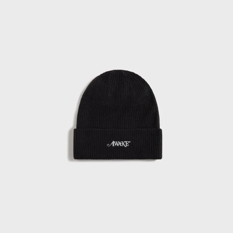 Awake NY Loose Gauge Knit Beanie - Black sold by Kith