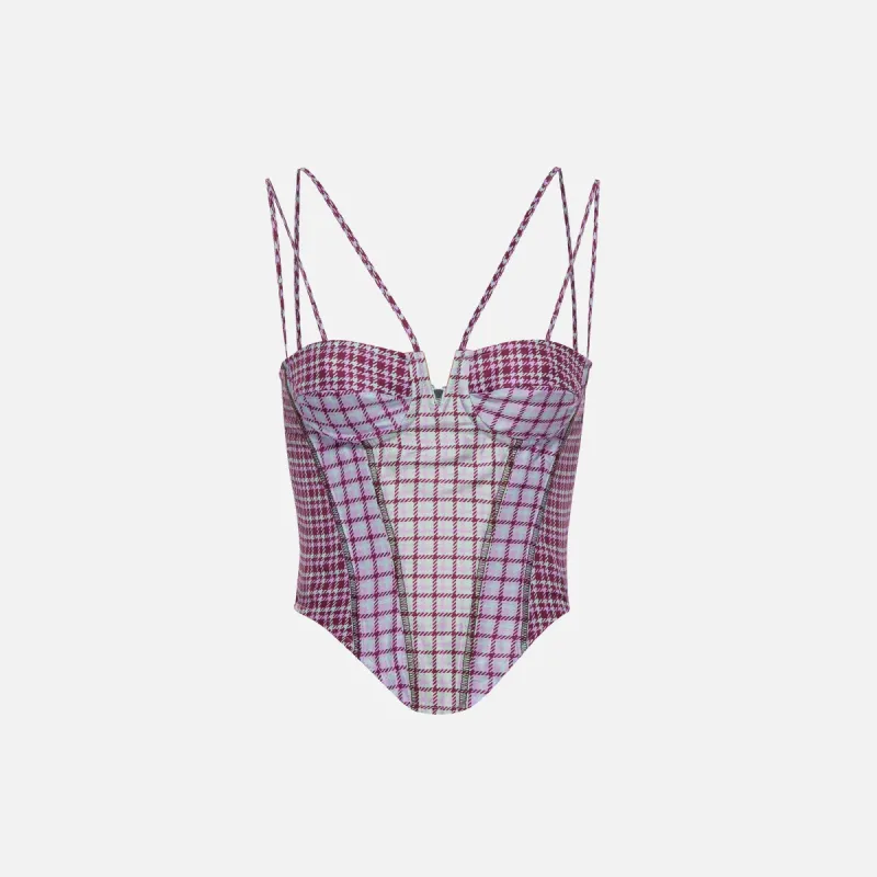 Miaou Aphex Corset - Bristol Plaid sold by Kith