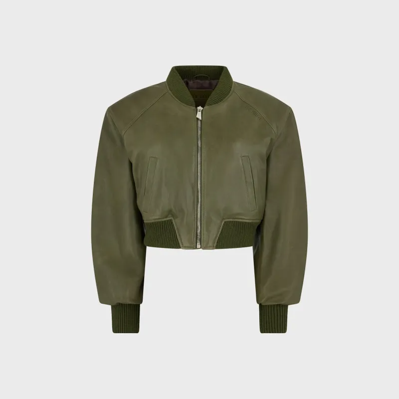 The Attico Cropped Bomber Jacket - Forest Green sold by Kith