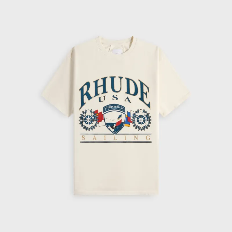 Rhude USA Sailing Icon Tee - Vintage White / Black sold by Kith