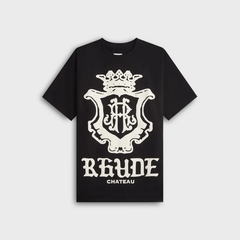 Rhude Oversized Chateau Crest Tee - Black / White sold by Kith