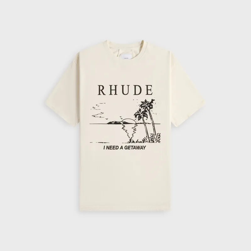 Rhude I Need A Getaway Tee - Vintage White / Black sold by Kith