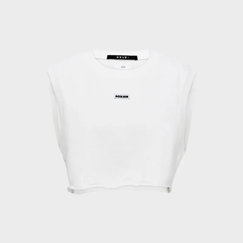 Ksubi Labels Crop Tank Top - White sold by Kith