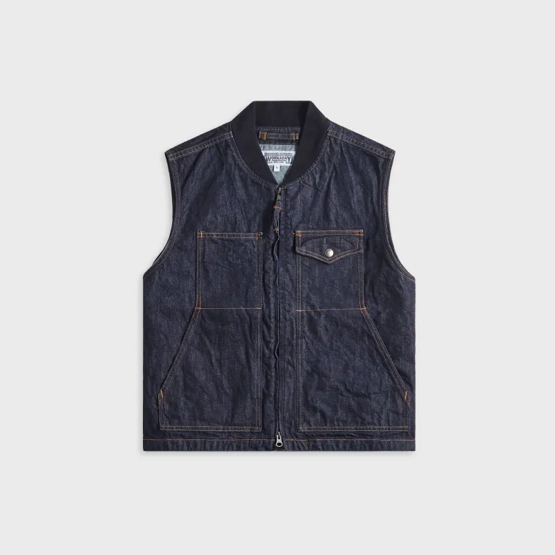 Engineered Garments Workaday 12oz Cone Denim Utility Vest - Indigo sold by Kith