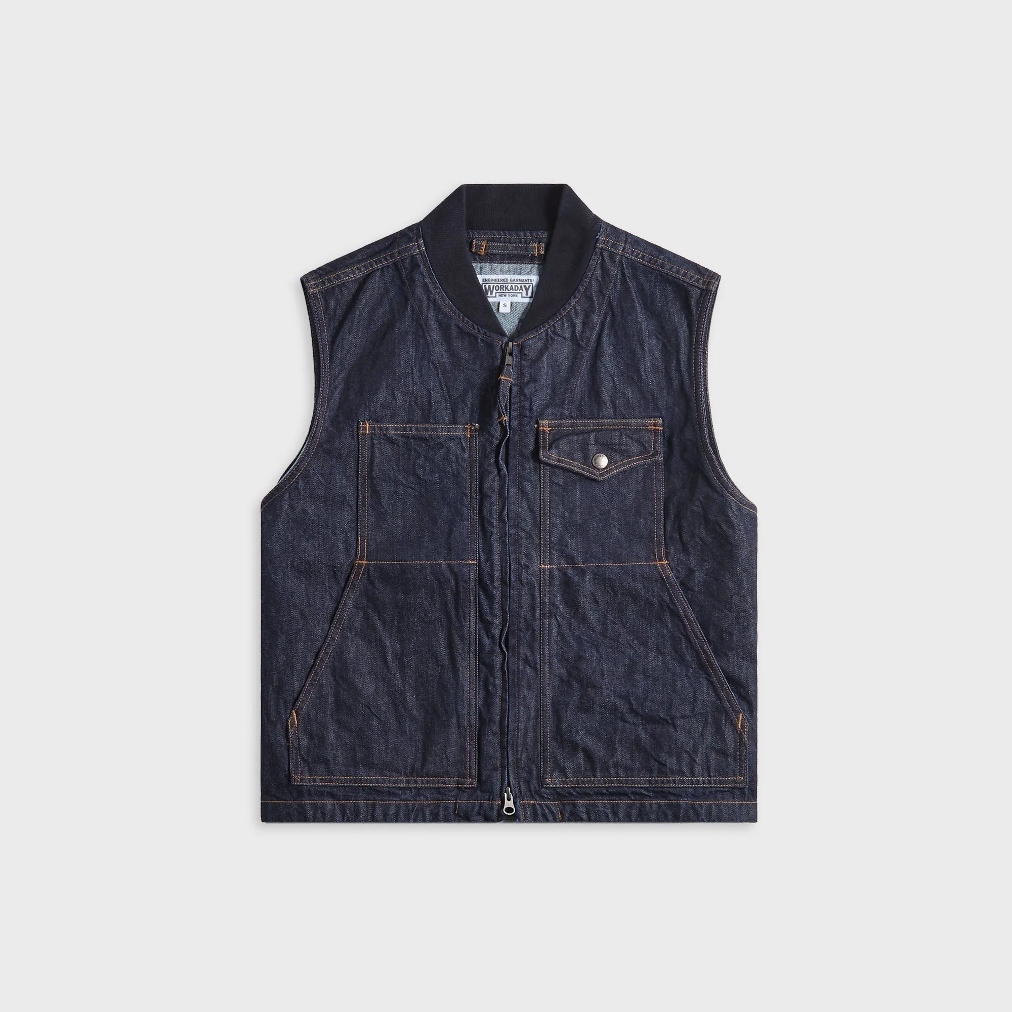 Engineered Garments Workaday 12oz Cone Denim Utility Vest - Indigo sold by Kith