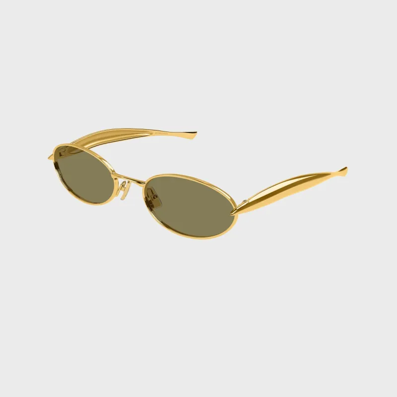 Bottega Veneta Metal Oval Sunglasses - Gold / Green made by Bottega Veneta