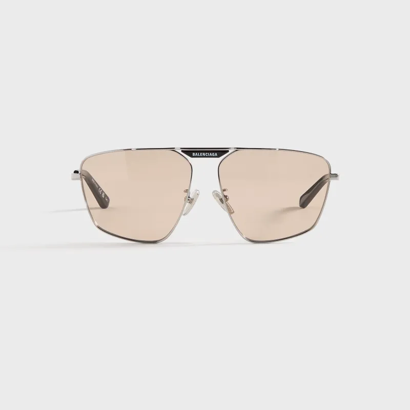 Balenciaga Square Sunglasses - Ruthenium / Brown made by Balenciaga