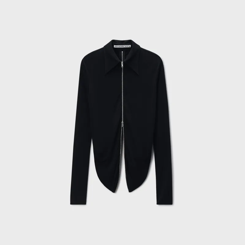 Alexander Wang Draped Back Zip Shirt - Black sold by Kith