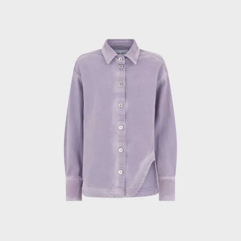 The Attico Purple Eliza Denim Shirt - Mauve Fade sold by Kith
