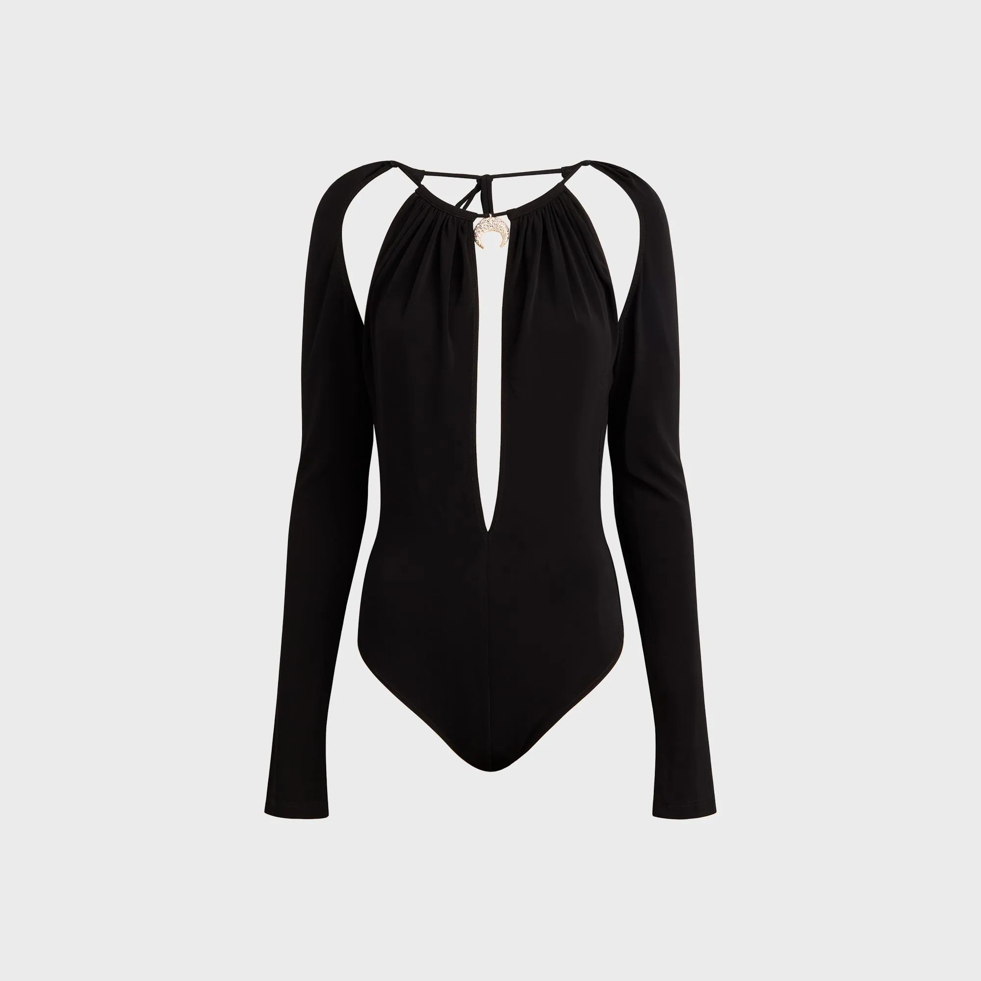 Marine Serre Draped Jersey Long Sleeve Top - Black sold by Kith