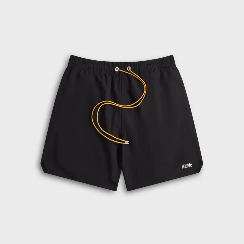 Rhude Classic Logo Swim Short - Black / White made by Rhude