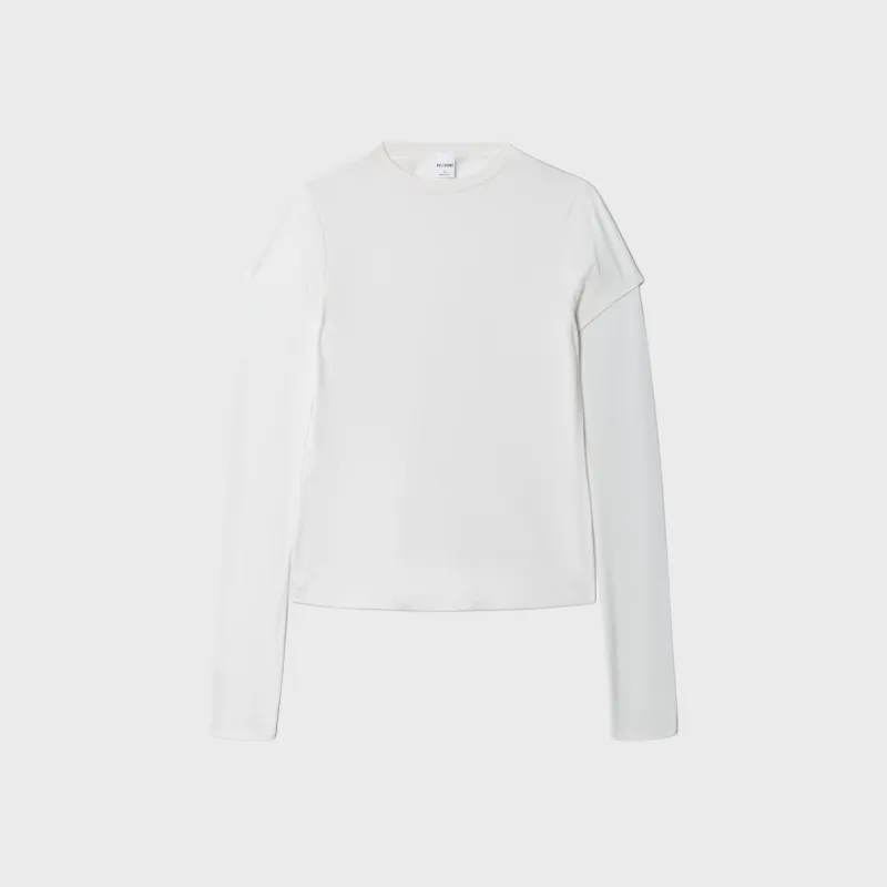 ReDone Slim Layered Long Sleeve Tee - White made by Re/Done