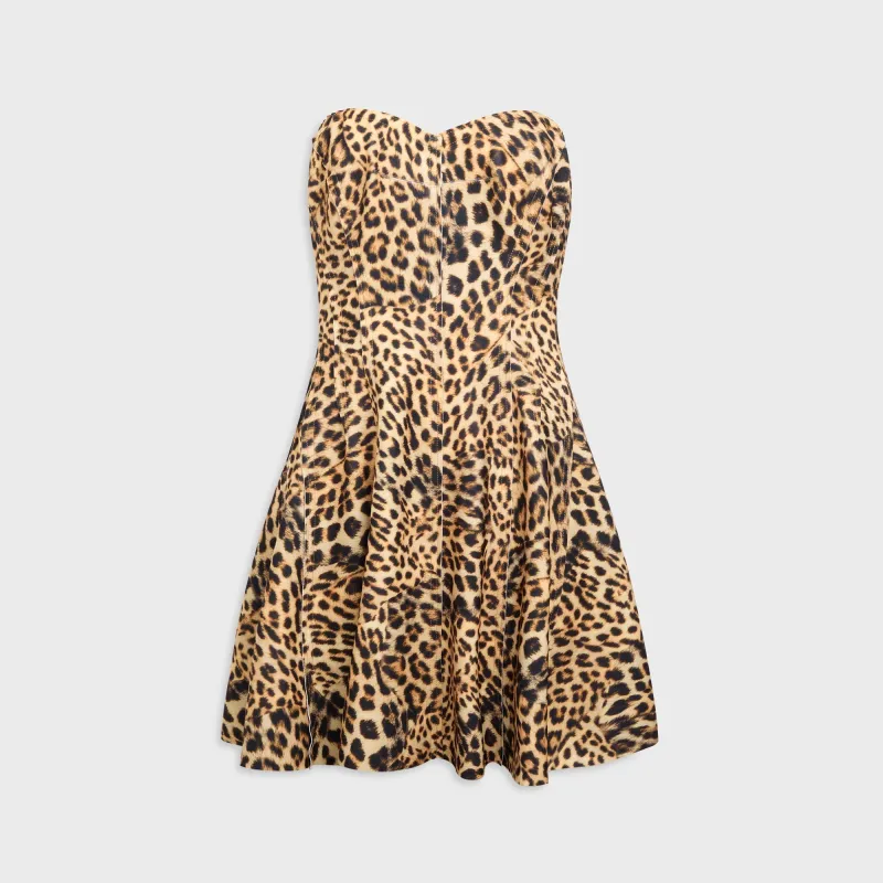 Norma Kamali Strapless Grace Mini Dress - Cheetah Print sold by Kith