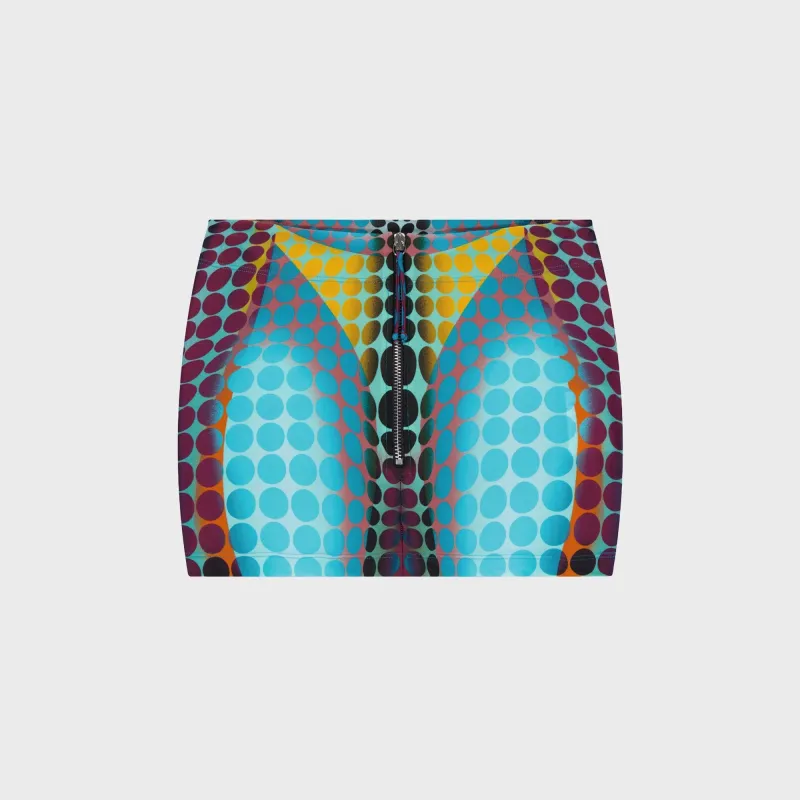 Jean Paul Gaultier Re-Edition Center Front Zip Mini Skirt - Blue Multi sold by Kith