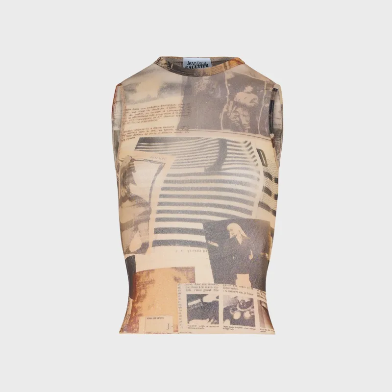 Jean Paul Gaultier Mesh Tank Top - Printed Journal sold by Kith