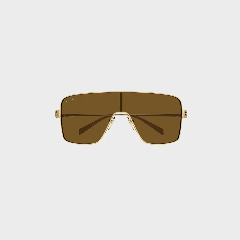 Gucci XL Metal Sunglasses - Gold / Brown sold by Kith