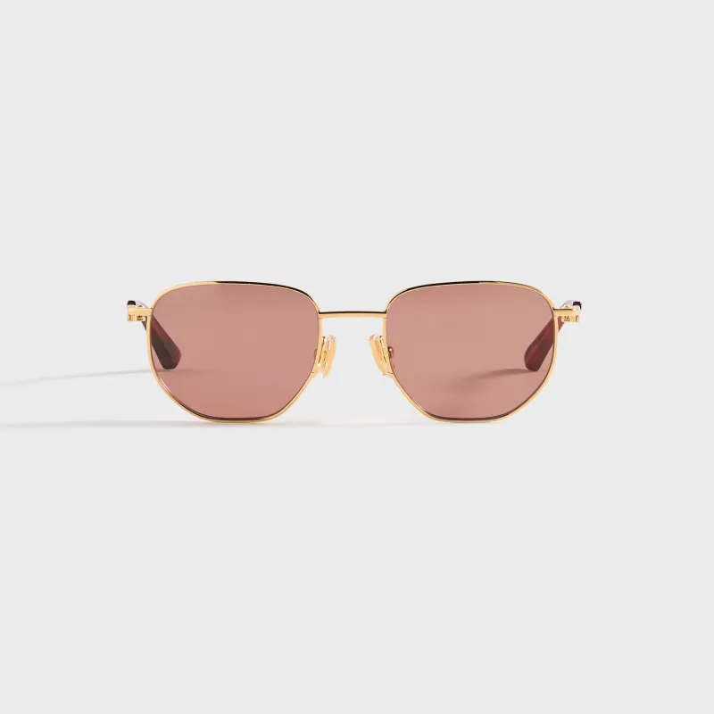 Bottega Veneta Metal Square Sunglasses - Gold / Red sold by Kith