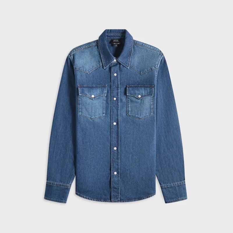 A.P.C. Chemise Western - Ial Washed Indigo sold by Kith