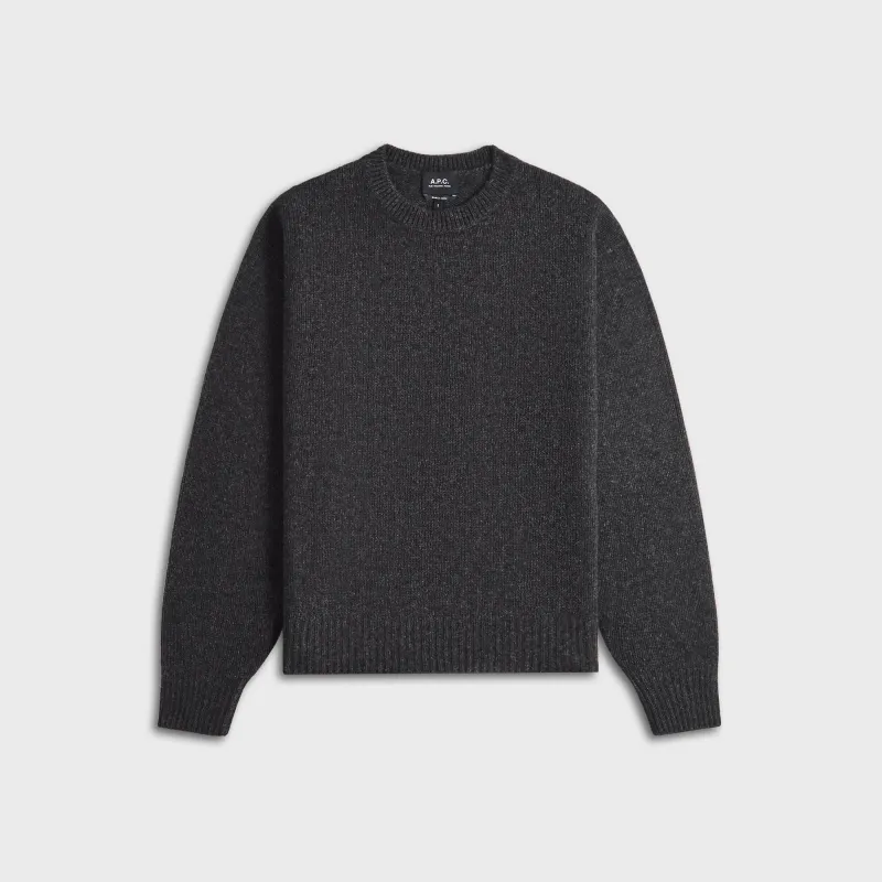A.P.C. Pull Col Rond - Anthracite Grey sold by Kith