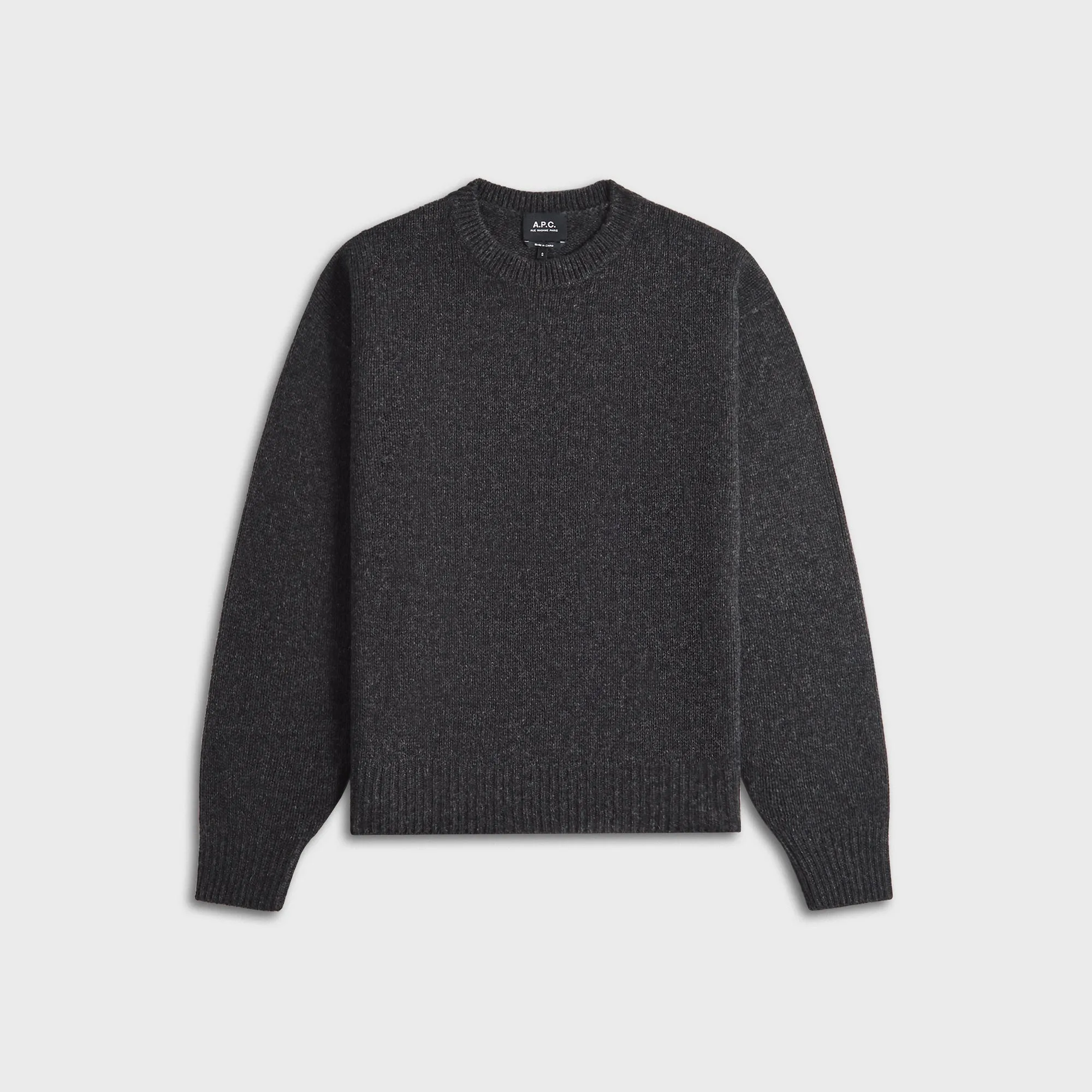 A.P.C. Pull Col Rond - Anthracite Grey sold by Kith